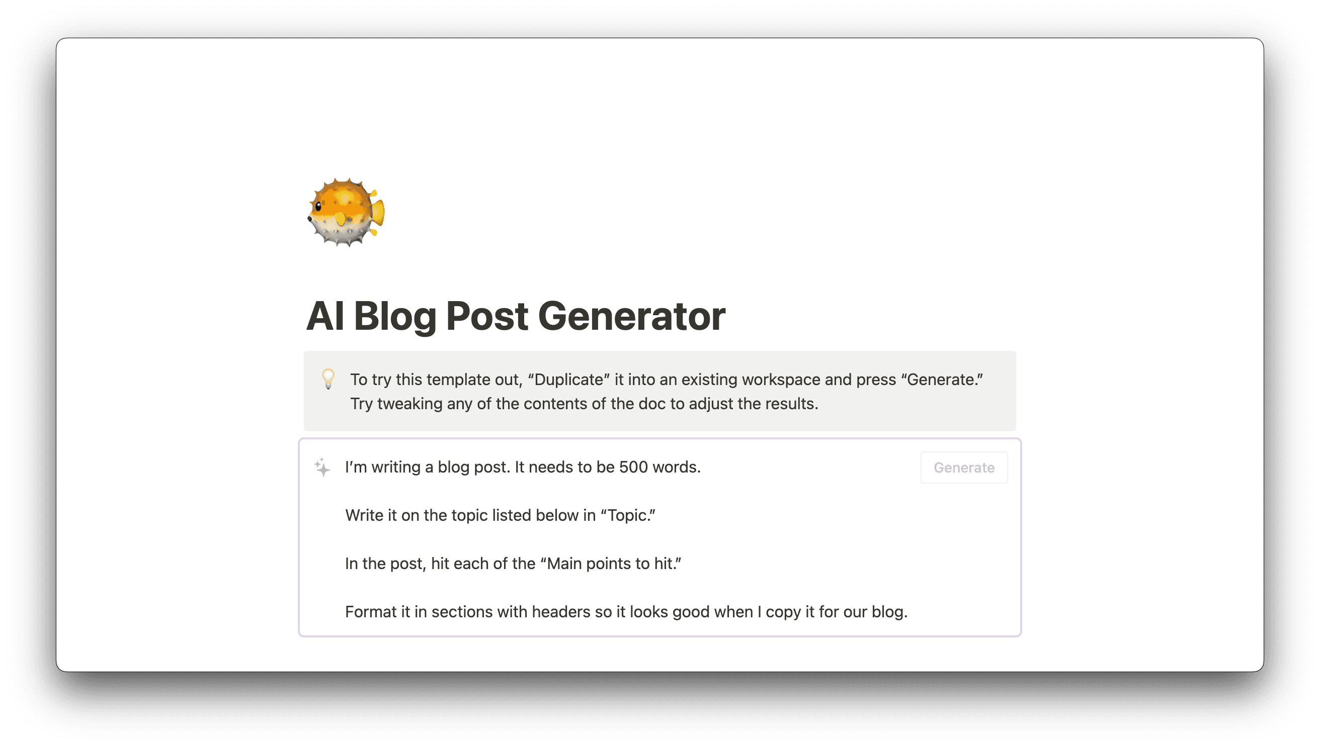 AI Blog Post Generator