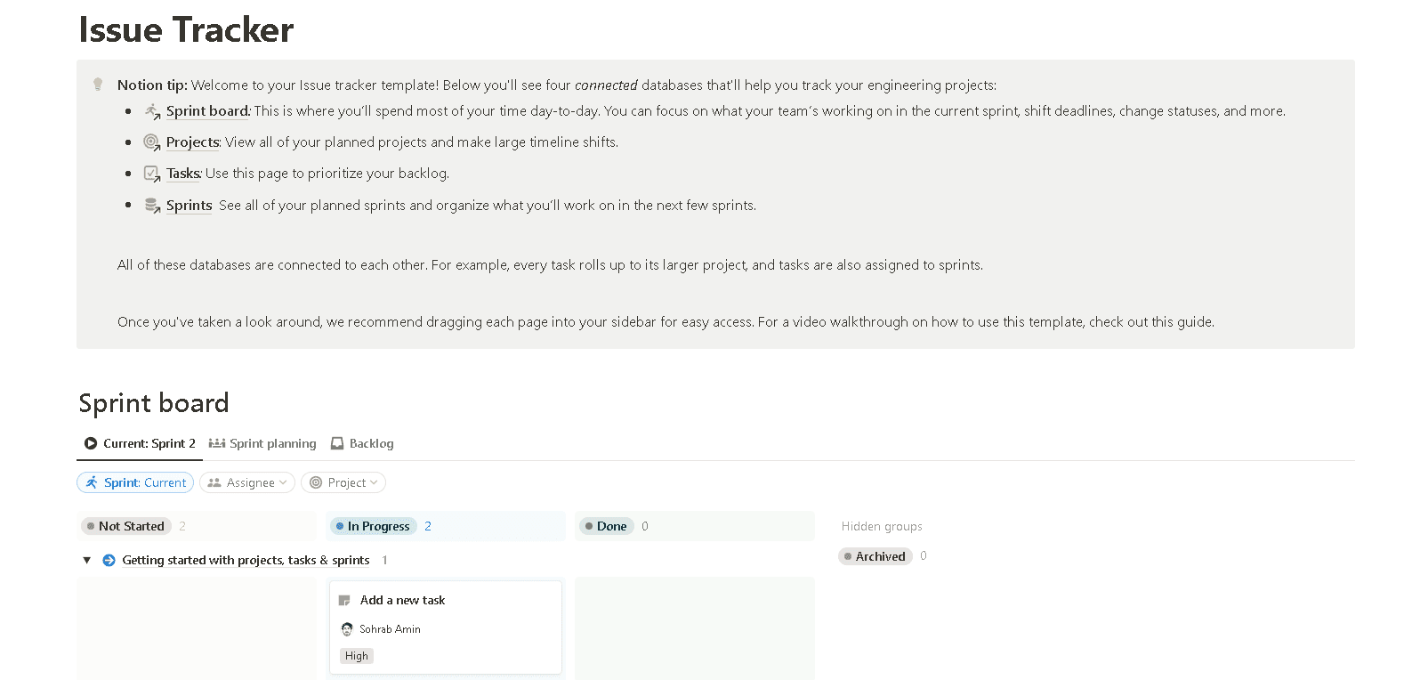 Issue tracker template