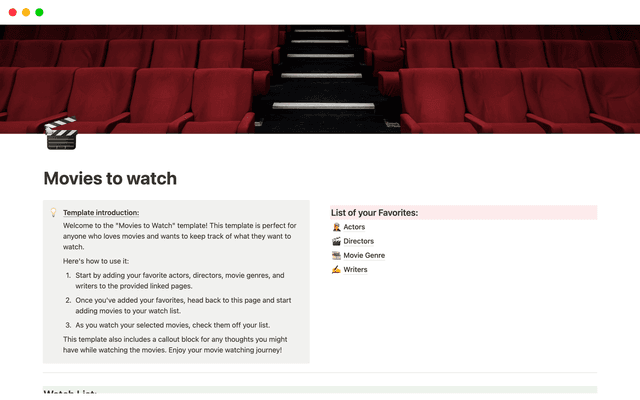 Movies tracker with Notion